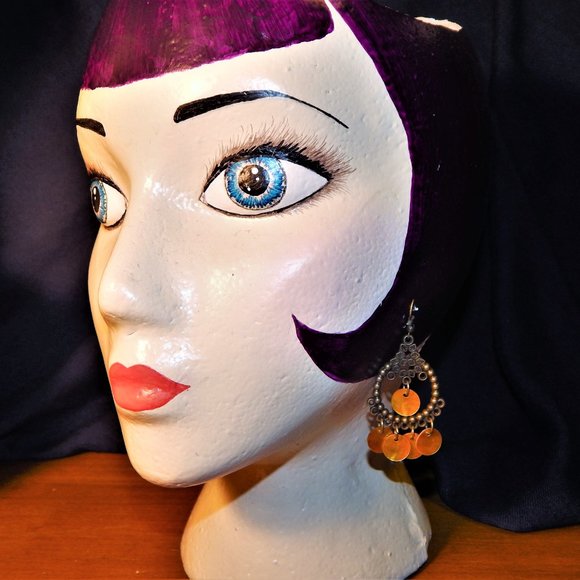 <3 Golden Abalone Dangle Earrings <3 - Picture 2 of 8